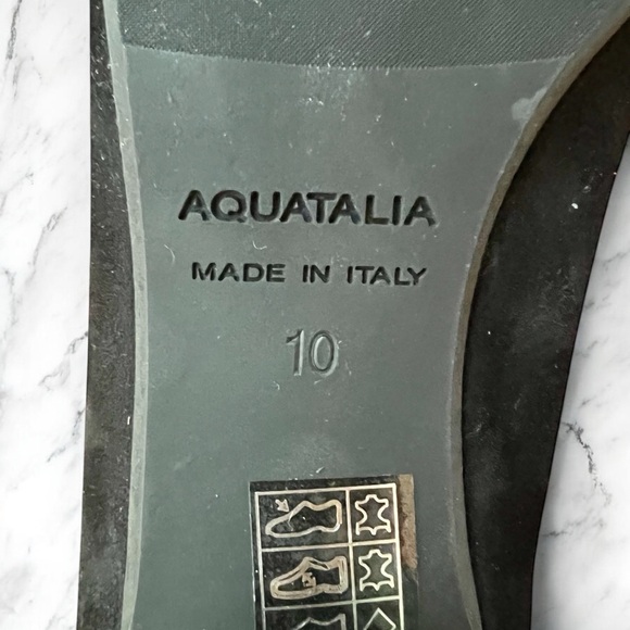 Aquatalia Women's Black Suede Heels Loafers - Picture 5 of 6